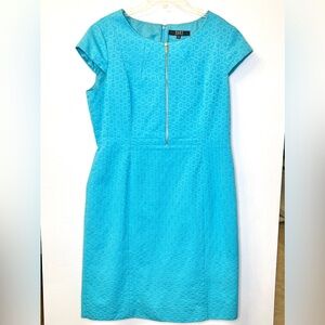 Alex Marie Womens Sheath Midi Dress Retro Turquoise Jacquard